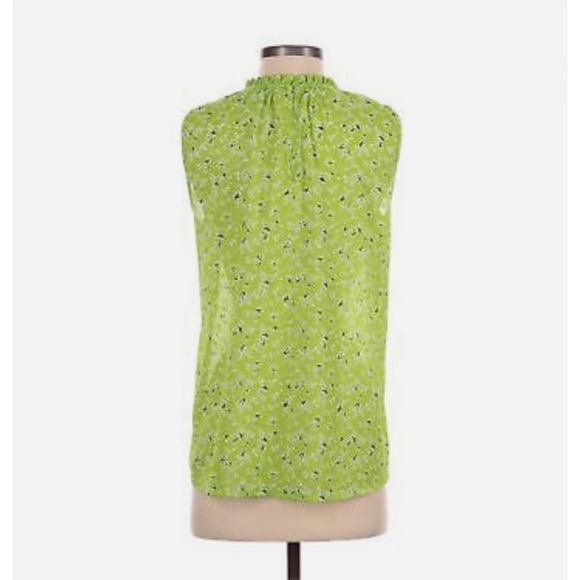 NWT RACHEL ZOE Chartreuse Floral Print Smocked Sleeveless Blouse - Picture 6 of 13